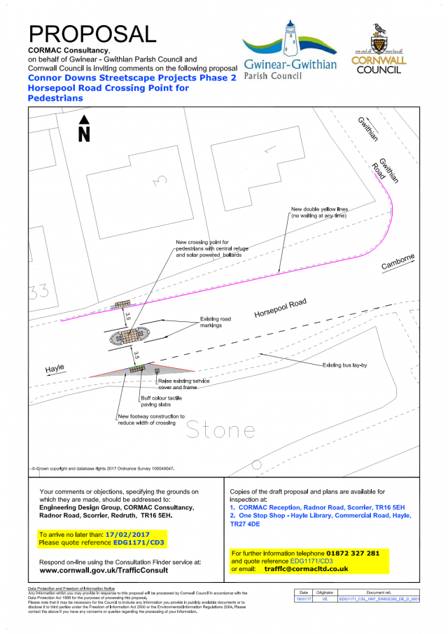 Consultation Connor Downs, Horsepool Road Pedestrian Crossing Works - Streetscape Projects Phase 2 (EDG1171/CD3) (Region West) 